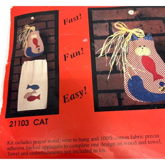 Wooden Wonders Cat Design Precut Wood & Cotton Fabric Applique Kit - Picture 3 of 5